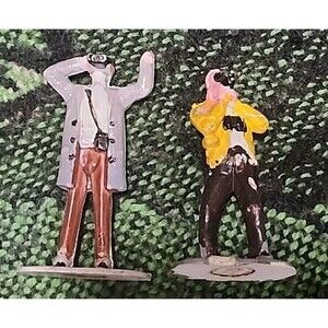 Vintage Hong Kong Mini Figures 2 Lot Plastic Painted Diorama Toys Marx MPC